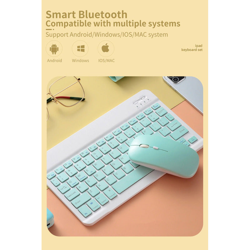Kit Teclado Mouse Bt Para Windows Apple Android Slim Pastel