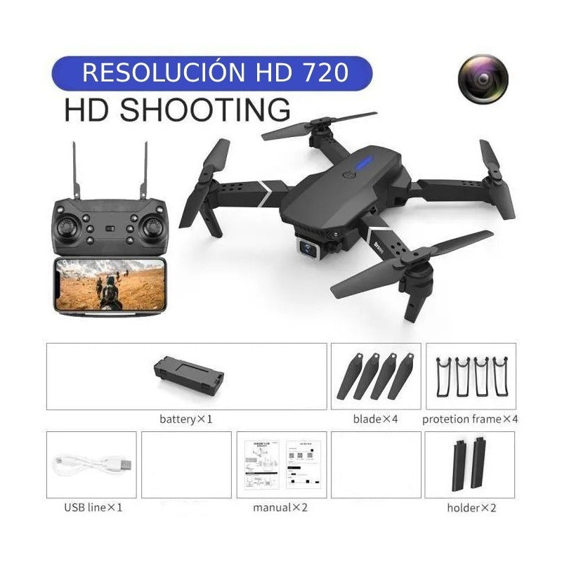 Dron Control Remoto Fotografía Aérea Portátil Hd Negro
