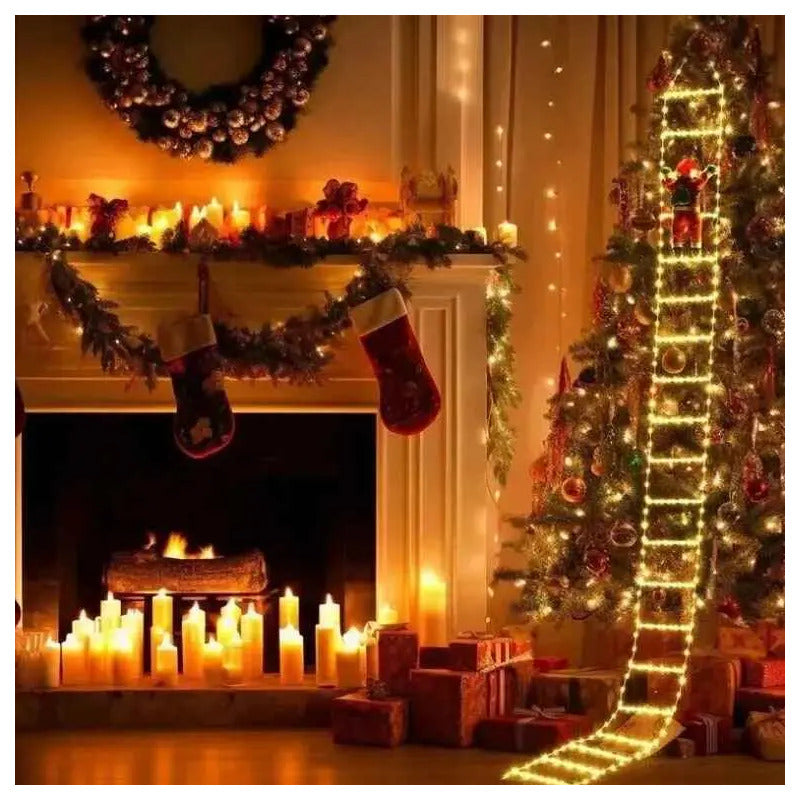 Kit Navidad: Árbol Inflable Verde 1,80 M + Escalera Viejito Pascuero Led Solar 1,60 M