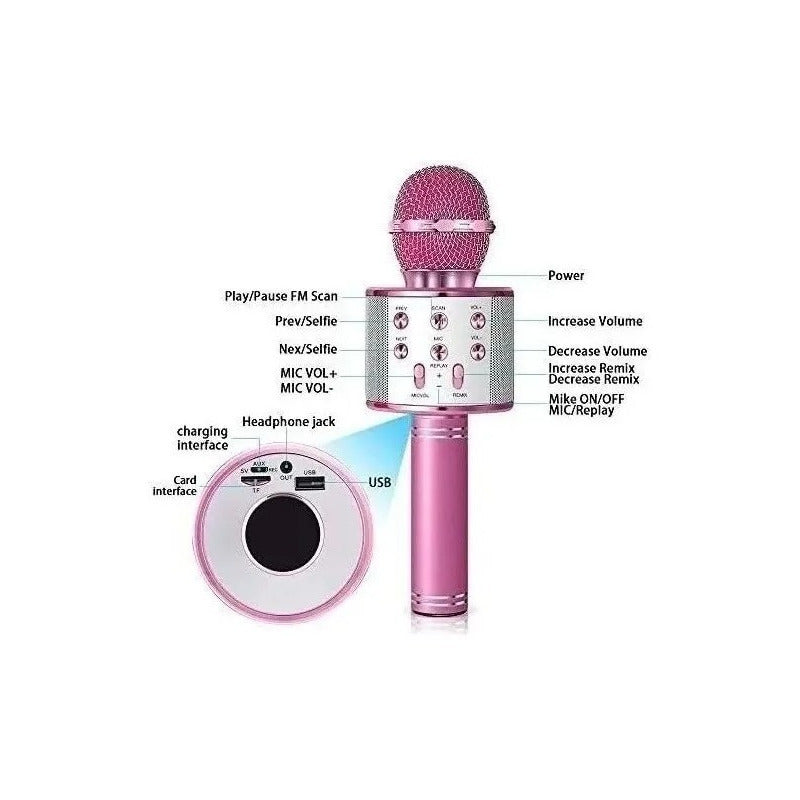 Microfono Karaoke Con Parlante Bluetooth Varios Colores