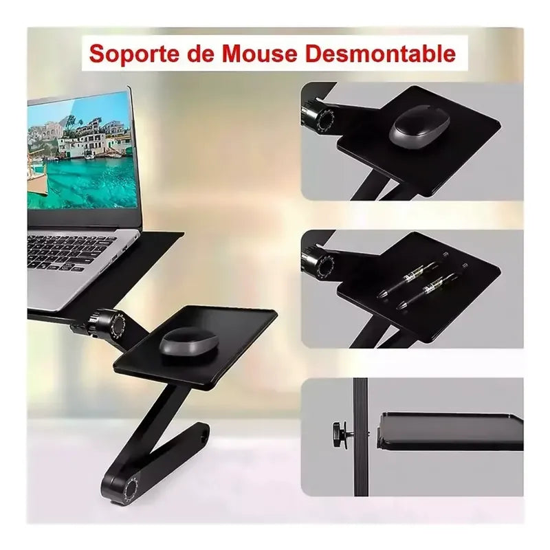 Soporte De Laptop Elevador Notebook Plegable Con Ventilador Gris Oscuro