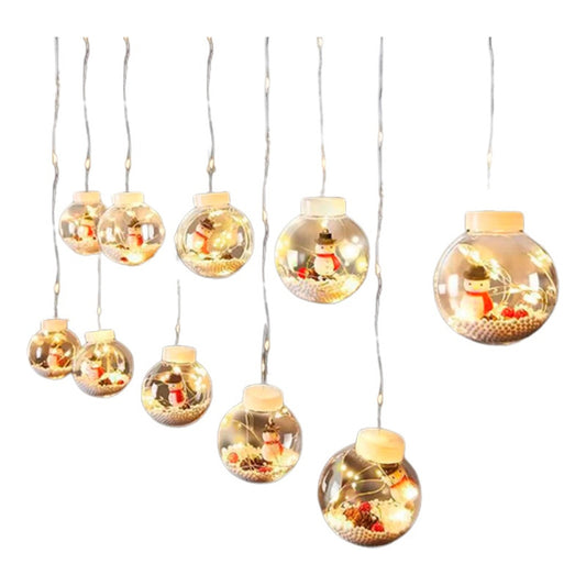 Cortina Solar Esfera Luces Navidad 10 Bolas 3 Metros Amarillo