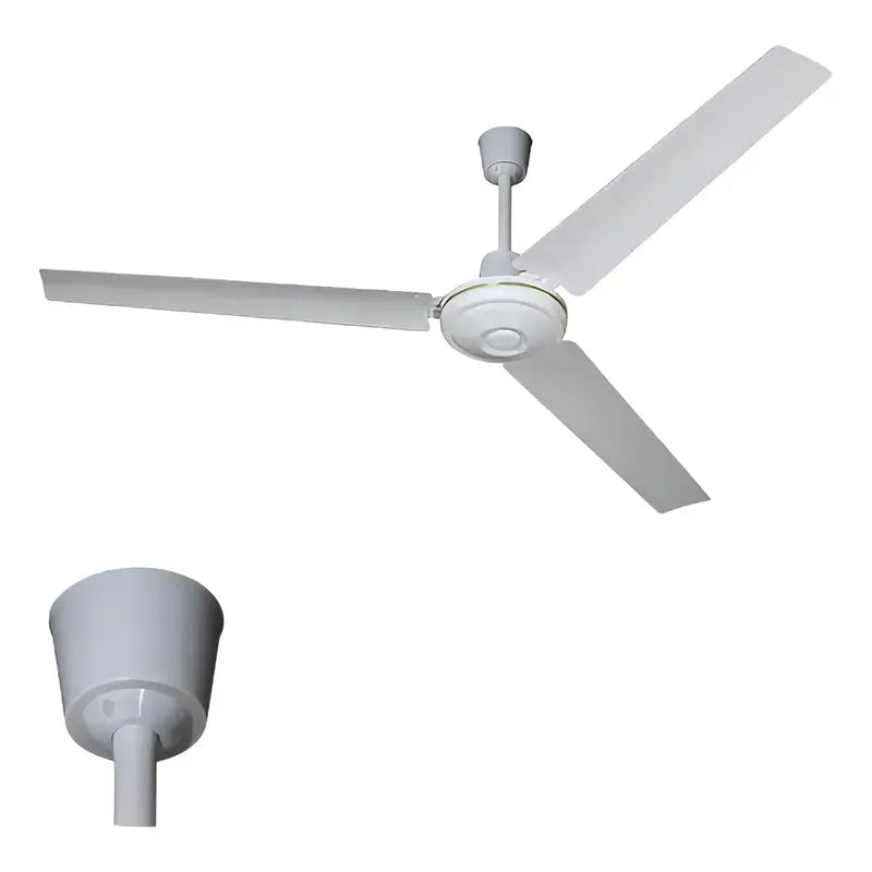 Ventilador De Techo Metal 3 Aspas 56puLG Control A La Pared 50/60hz Blanco Metal 3