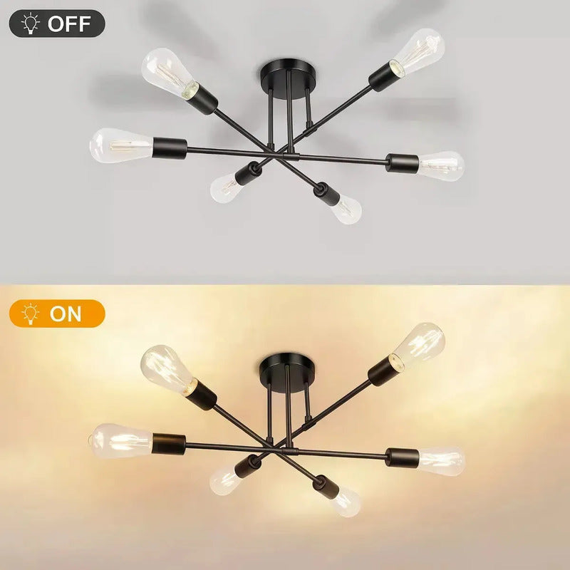 Lámpara Dormitorio Techo Moderna De 6 Luces