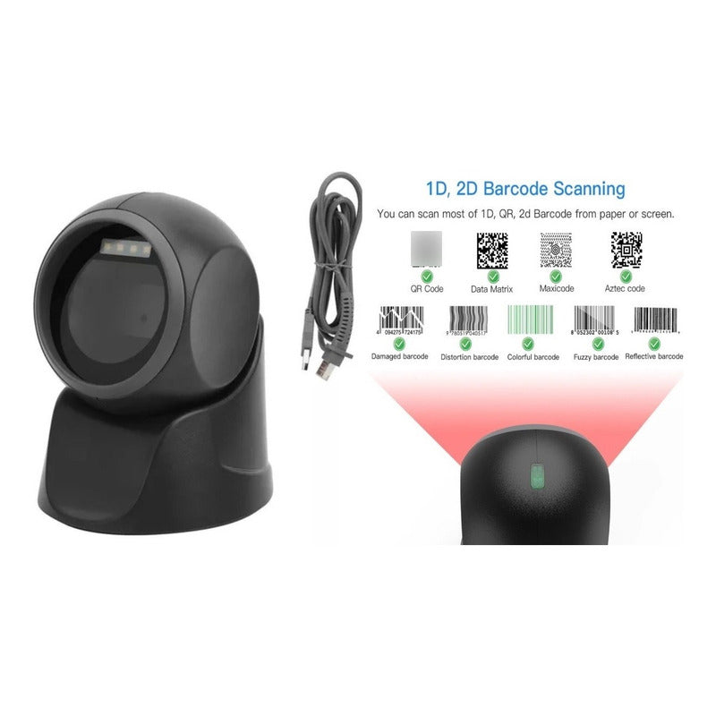 Scanner Lector Código De Barras En 1d Y 2d Usb Color Negro