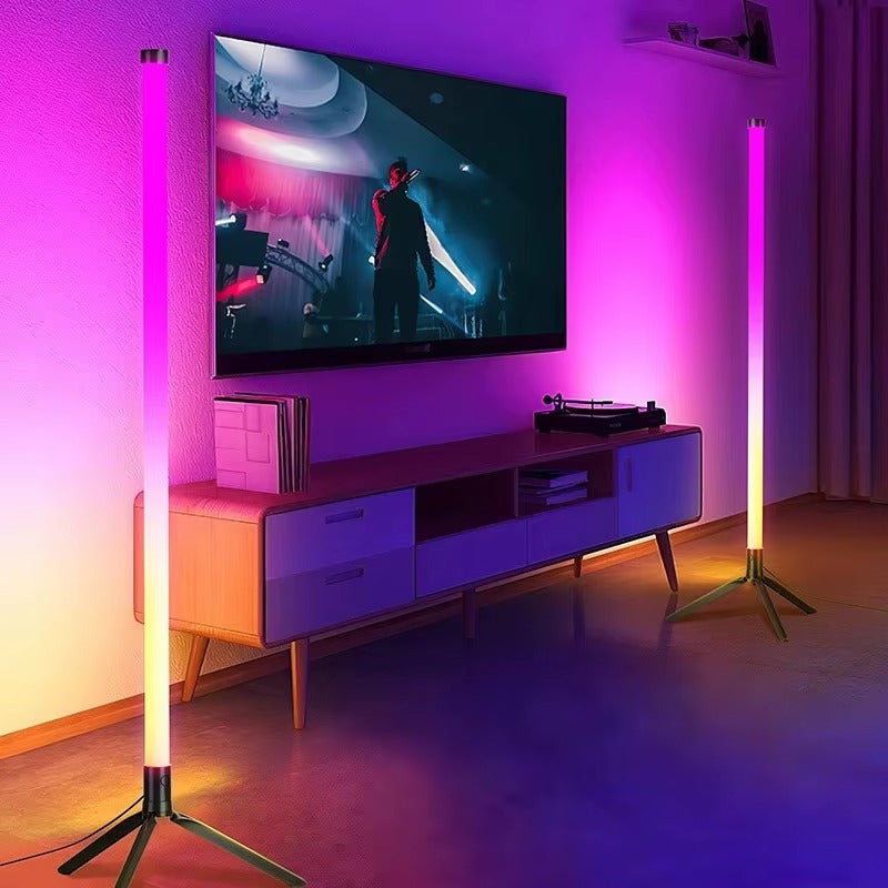 Lampara Esquinera Usb Luces Led Rgb Ambiente Moderno Gris Negro
