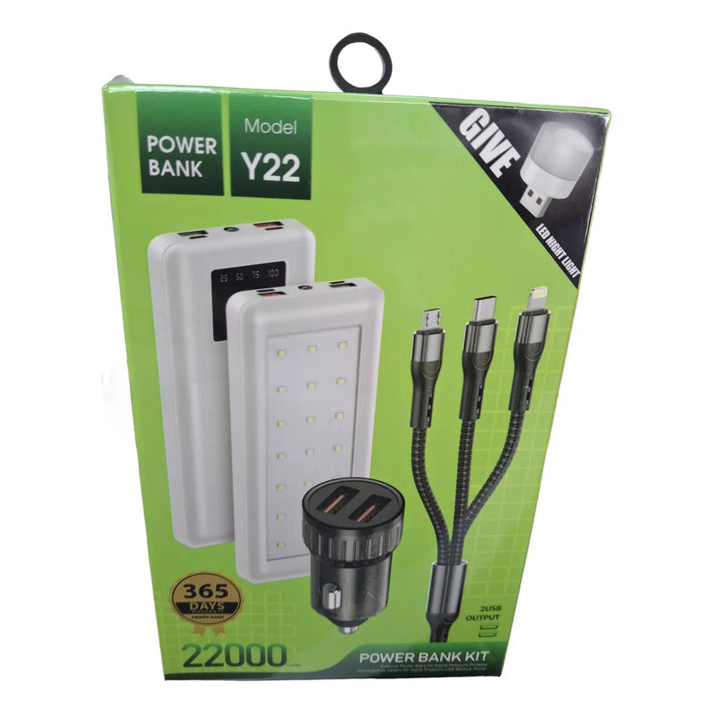 Power Bank Cargador 22000mah Carga Rapida Kit Multi Puerto Blanco