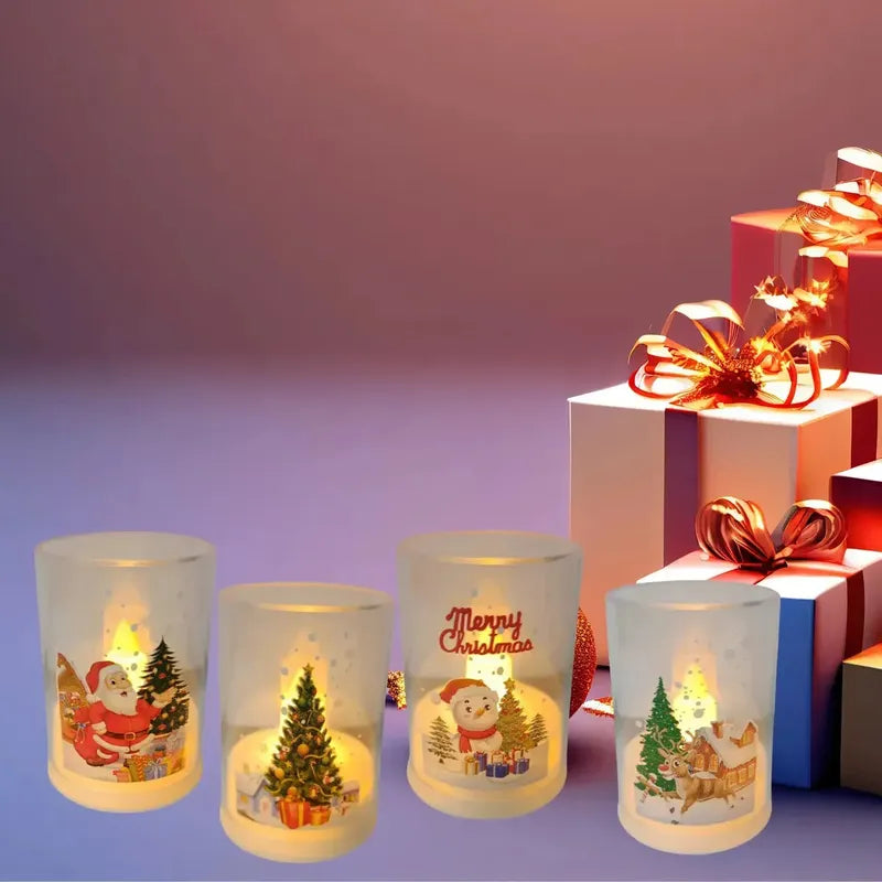 Pack X4 Vela Led Decorativa De 7 Cms. 4 Diseños Navideños Transparente Con Diseño Diseños Navideños (papá Noel, Árbol De... Transparente Con Diseño | Diseños Navideños (papá Noel, Árbol De...