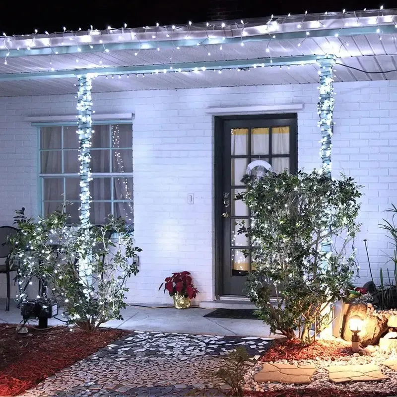 Luces Guirnalda Solar 100 Led Navidad 10 Metros Fria