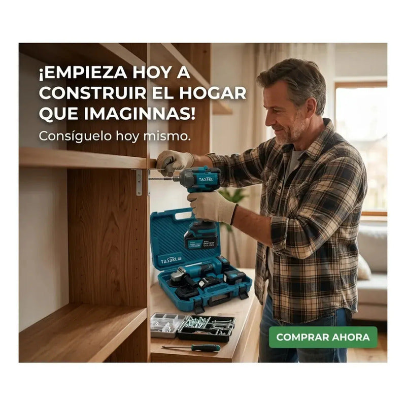 Kit De Llave De Impacto Inalámbrica Y Esmeril Angular Tasbel Con 2 Baterías Y Maletín Turquesa 220v 50