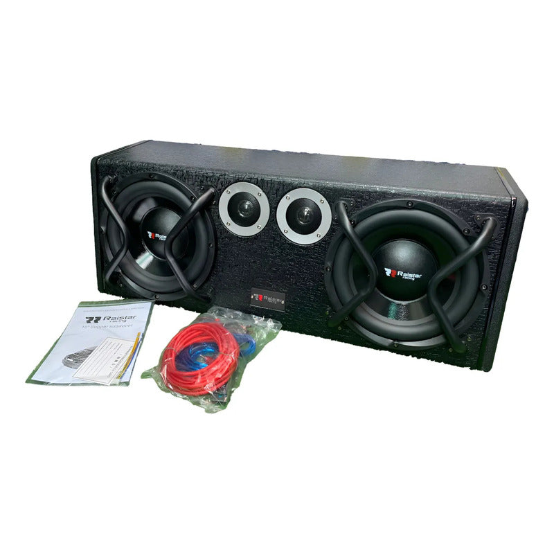 Subwoofer Doble Amplificado 2000w 10pul + Cable De Instalac Negro