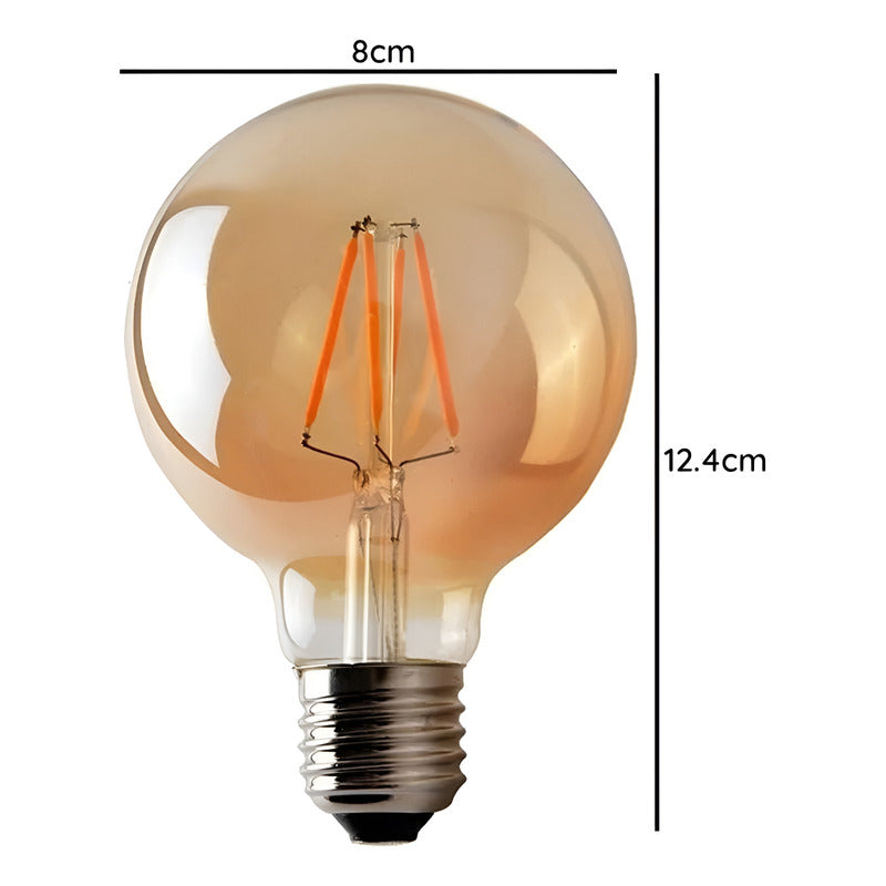 Pack X6 Ampolletas Led G80 Vintage 4w E27 Ambar Luz Amarillo Amarillo