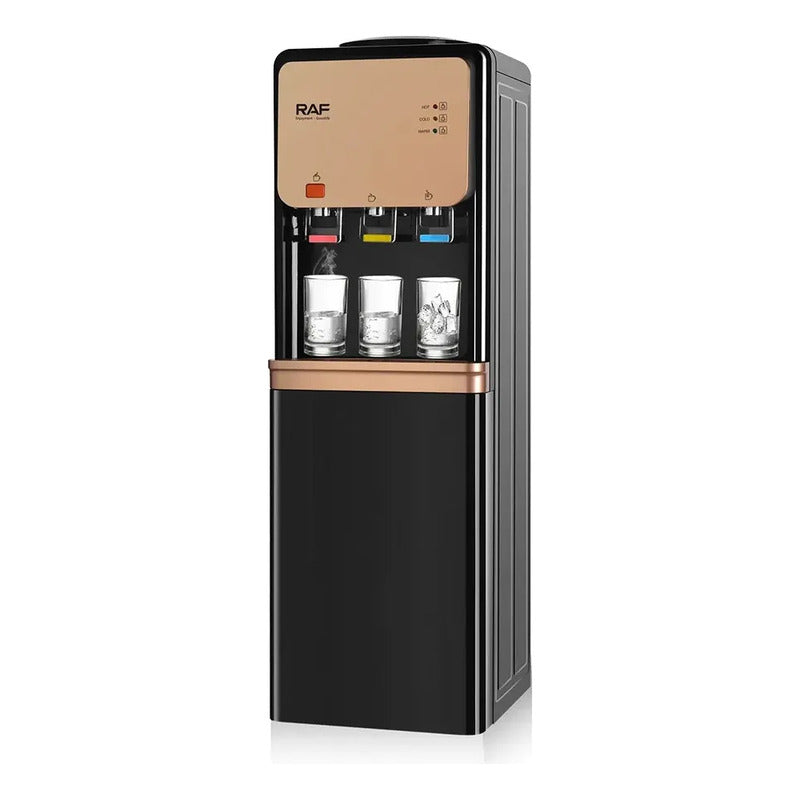 Dispensador De Agua Eléctrico Grande 3 En 1 Con Mini  Nevera Beige