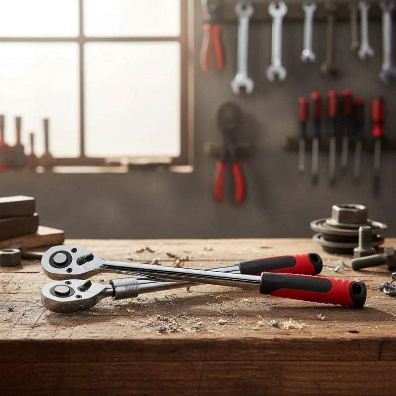 Ratchet Llave Extensible Chicharra 1/2 Medidas 30cm A 45cm Rojo