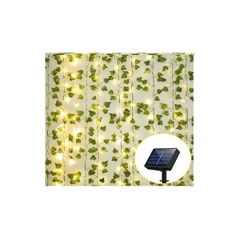 Guirnalda De Luces Led Solar Hojas 3x3 Mts Enredadera Cálido