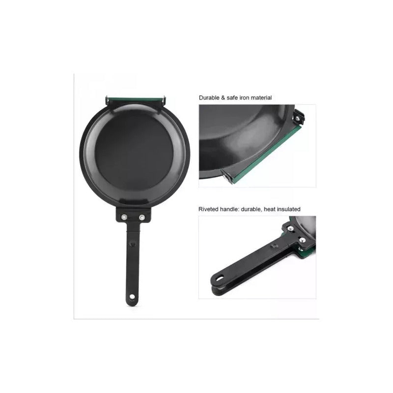 Sartén Doble Cara Antiadherente Tortillero Doble Panqueques Negro