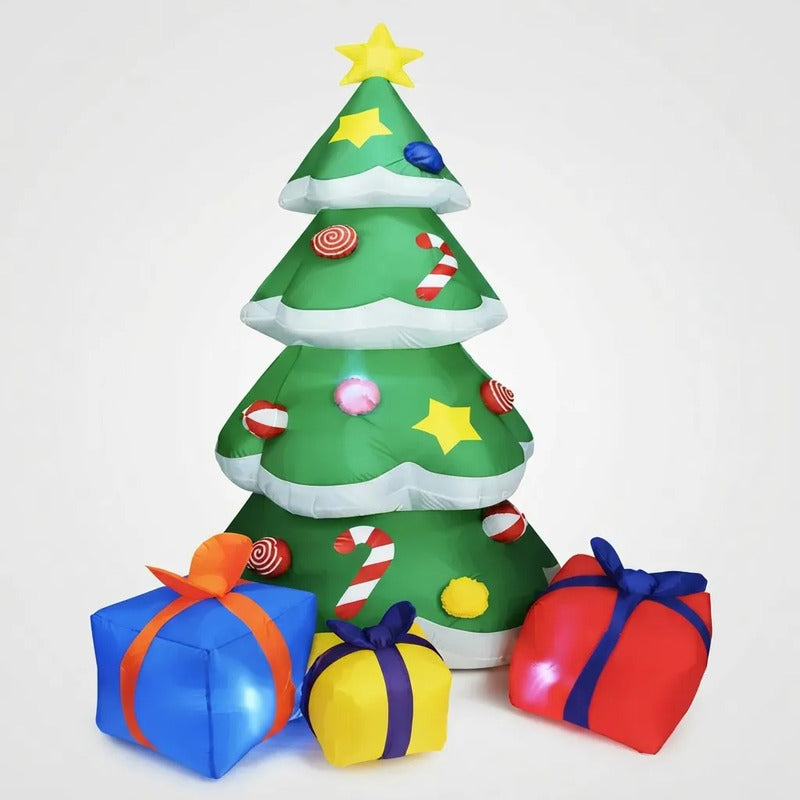 Arbol Pascua Navidad Inflable 1,80mts + Regalos Decorativos Verde