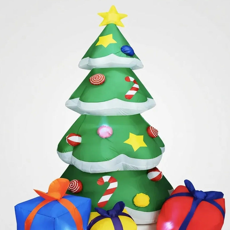 Kit Navidad: Árbol Inflable Verde 1,80m + 2 Guirnaldas Led Cálidas Usb 3m