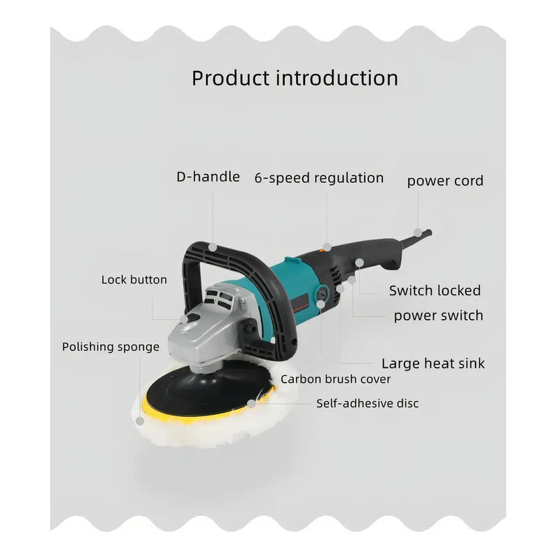 Máquina Para Pulir Coche Y Encerar Pulidora Electrica 220v Azul Acero