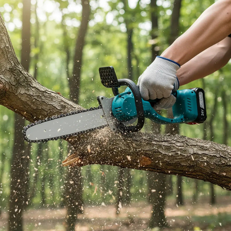 Motosierra A Batería Con Espada De 12 Pulgadas Y Maleta Azul Acero