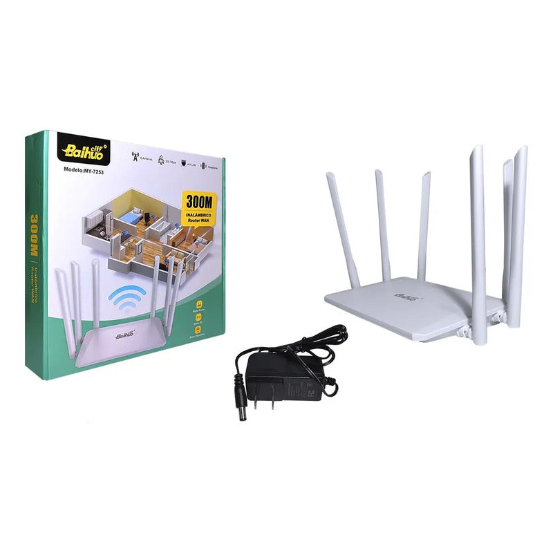 Router Wan Repetidor Inalámbrico 300mbps 6 Antenas 2.4 5ghz
