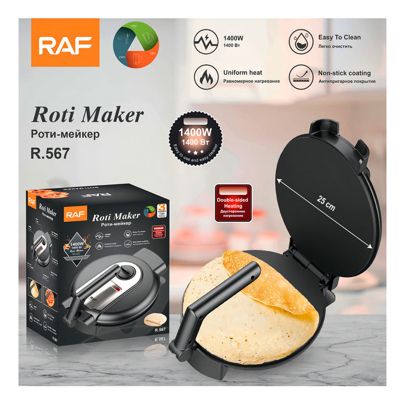 Máquina Para Hacer Panqueques Tortillas Raf 1400w Superficie Antiadherente Multiuso Color Negro Ideal Para Desayunos Rápidos Cocina Hogar Compacta Práctica Calentamiento Uniforme Fácil Limpieza