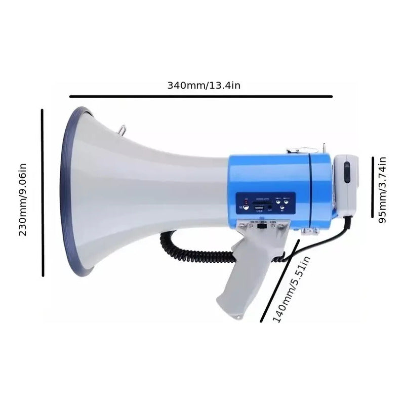 Megafono Portatil Grande Parlante Altavoz Recargable Pilas Blanco