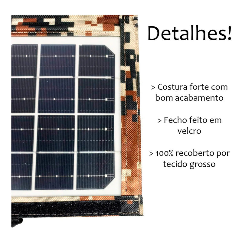 Cargador Portátil Plegable Solar 7w Con Enchufe Usb Patron Militar