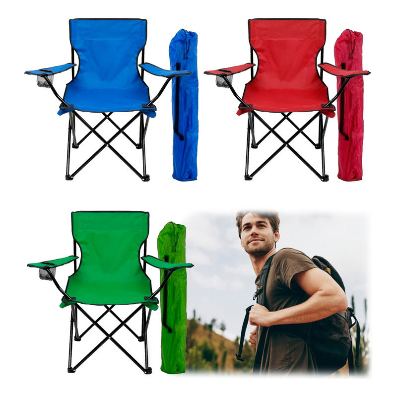 Silla Plegable Con Bolso Con Porta Vasos Resistente
