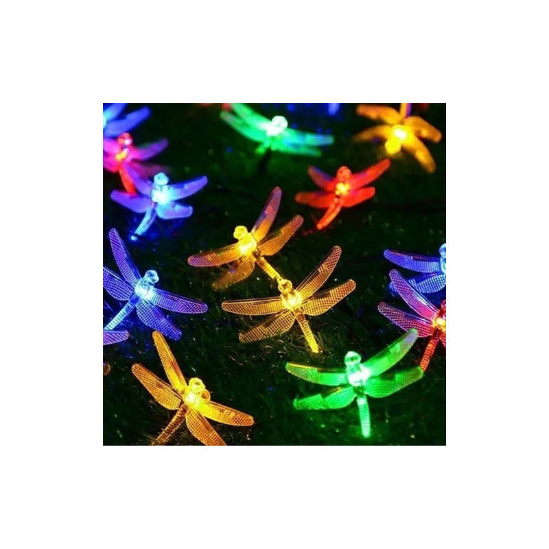 Guirnalda Luces Led Hadas Solar Libélula Exterior E Interior Negro