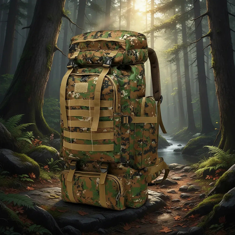 Mochila Táctica 70litros Militar Camping Viaje Tour Outdoor Verde Camuflado