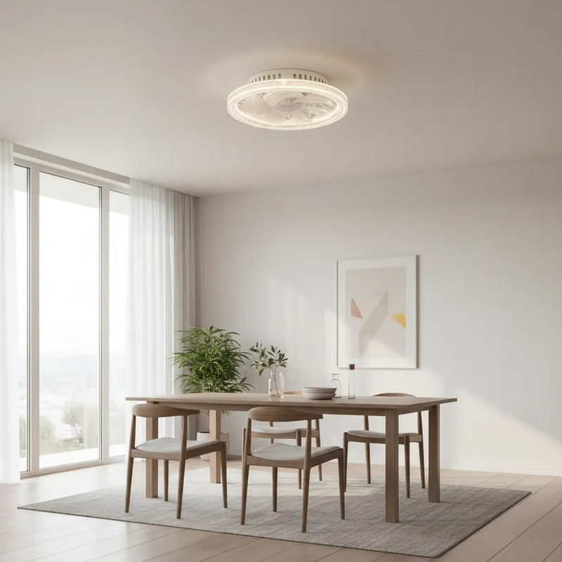 Ventilador De Techo Elegante Con Luz Led Y Control Remoto 30 Cm 50/60hz Blanco Plástico 7