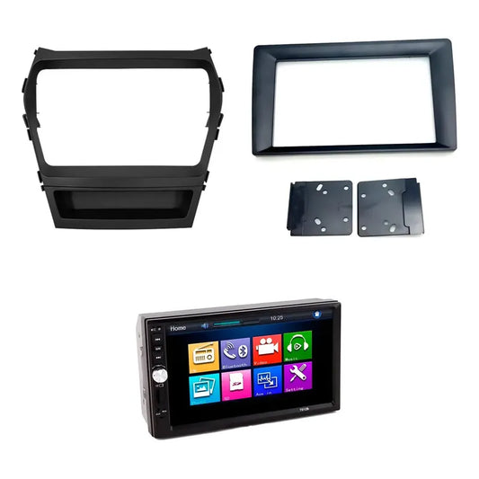 Kit Radio Hyundai: Bisel Santa Fe 9 2013-2017 + Radio 2 Din Mirror Link + Bisel 9 A 7
