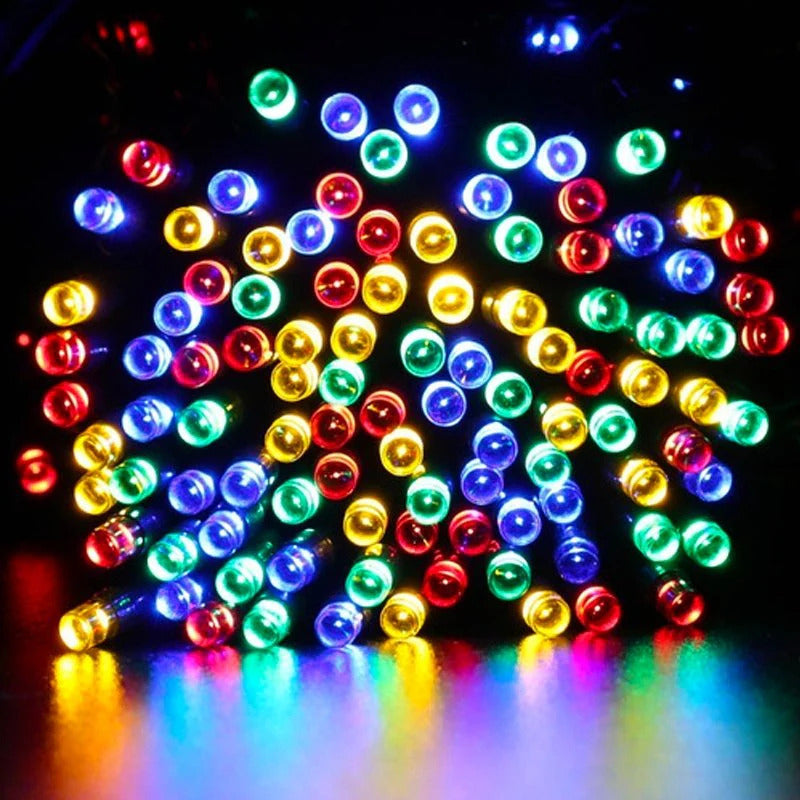 Guirnalda Luces Solares Navidad 10 Metros 100 Led Multicolor