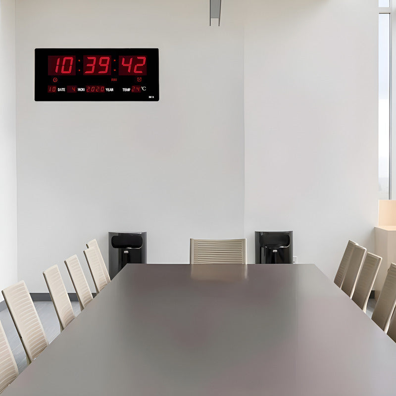 Reloj Digital Pared Led Fecha Temperatura + 35x15 Estructura Negro