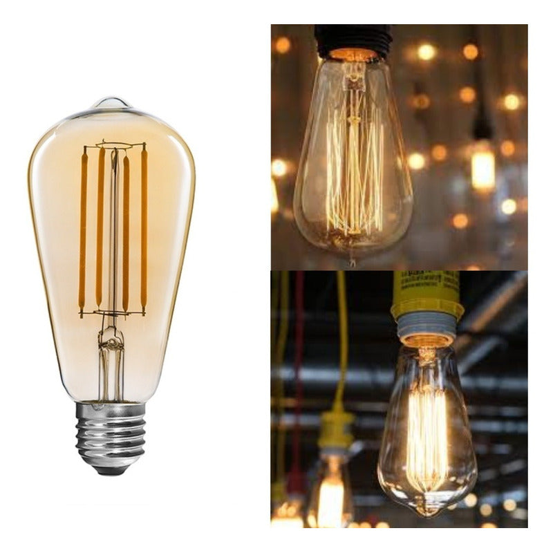 Ampolleta Led 4w Vintage Filamento Luz Cálida Ahorradora Cálida