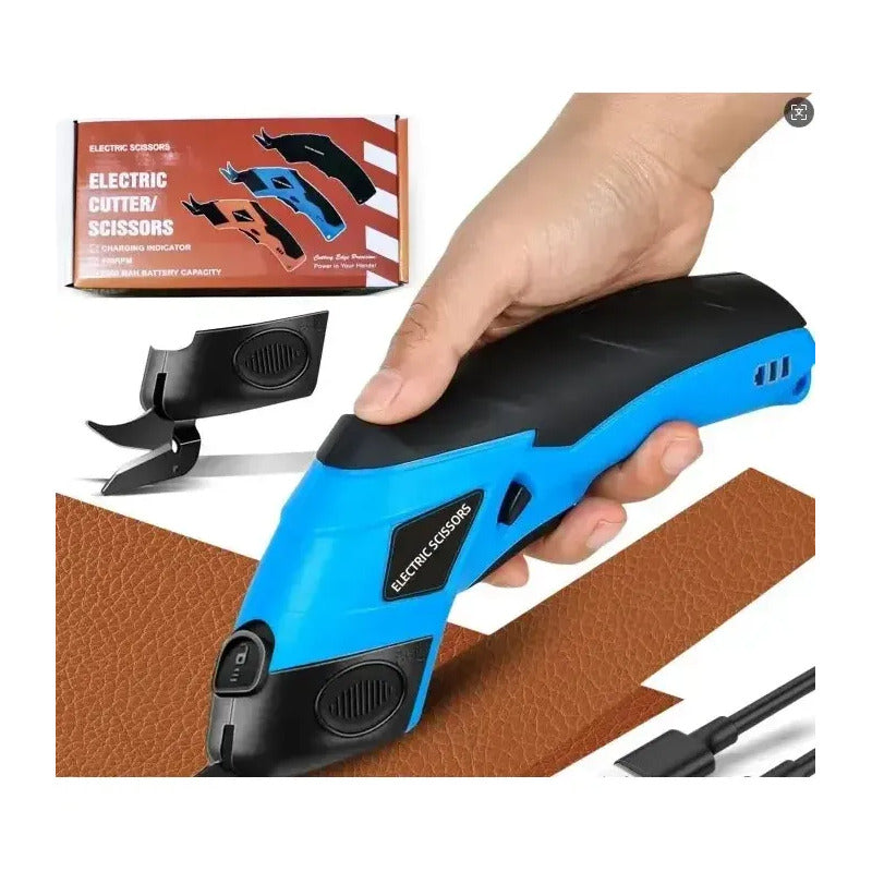 Tijera Eléctrica Para Corte Rápido Afilado Carton Material Azul