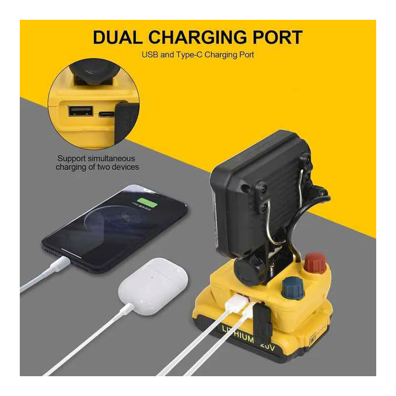Luz Inalámbrica Recargable  Portátil Led 18v Usb Tipo C Amarillo