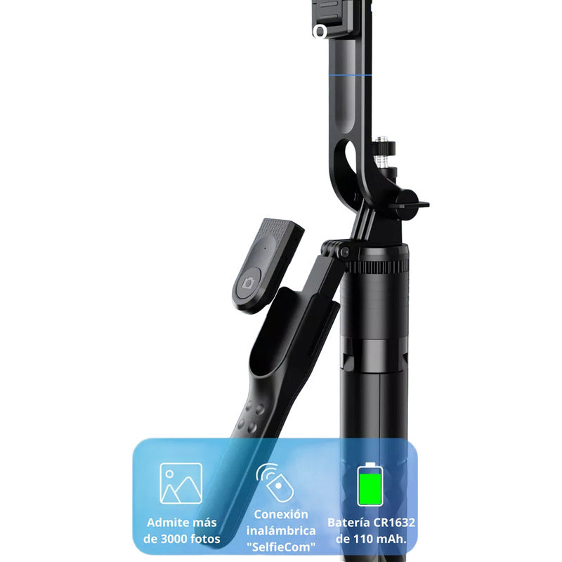 Palo Selfie Trípode Estabilizador 360° Disparador Bluetooth Negro