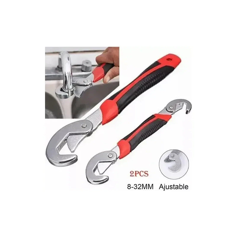 Pack X2 Llaves Corona Tuerca Ajustable Universales 8-32mm Rojo