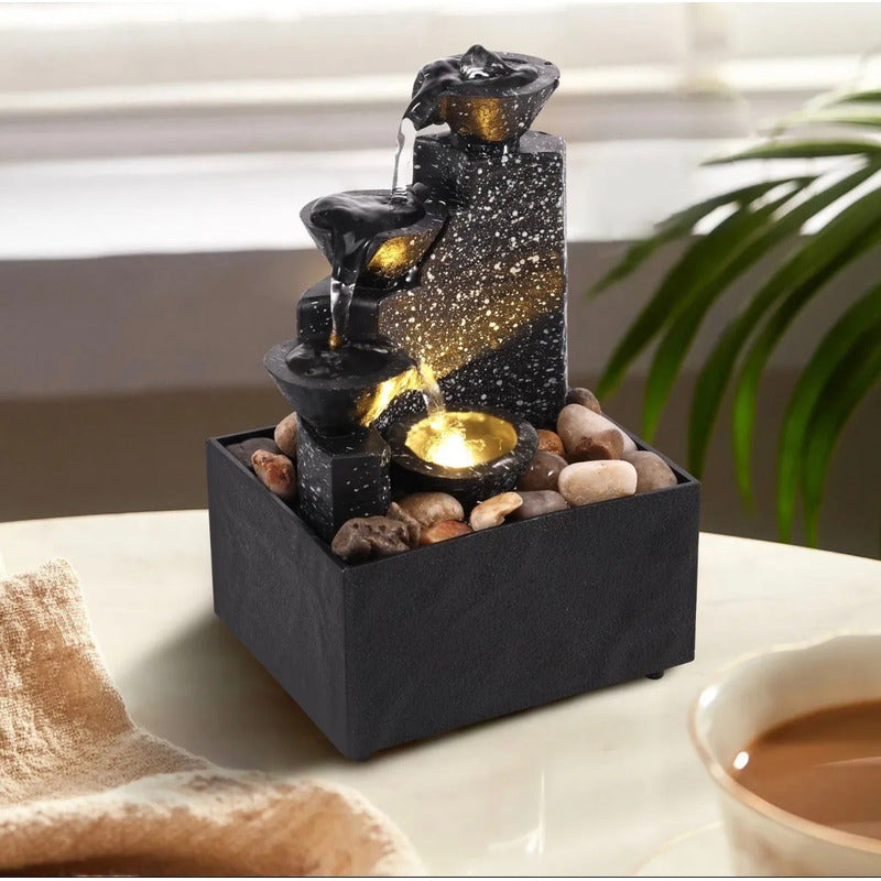 Fuente De Mesa Cascada De Agua Iluminación Decoración Relax Jarrones