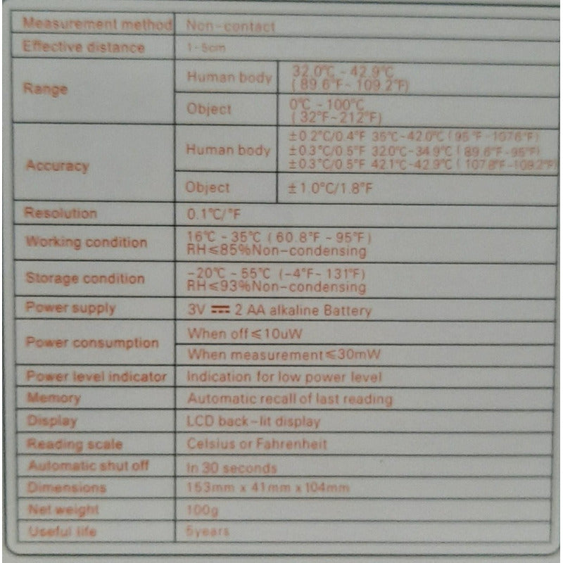 Pistola De Temperatura Infrarroja Digital Adulto, Niño, Obje