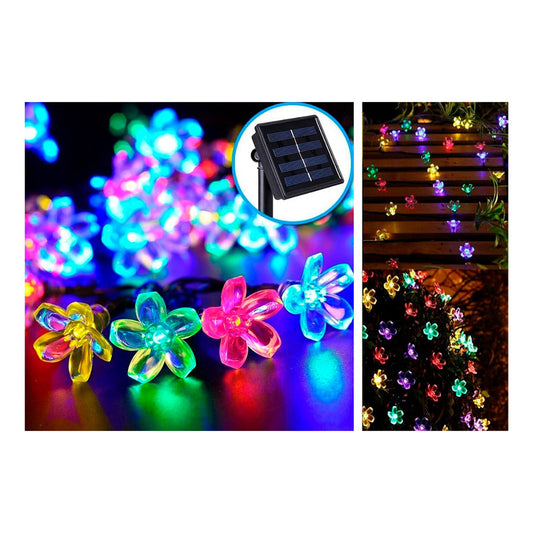 Luces Led Flores Solar Lineal Guirnalda Navidad Eventos  Multicolor