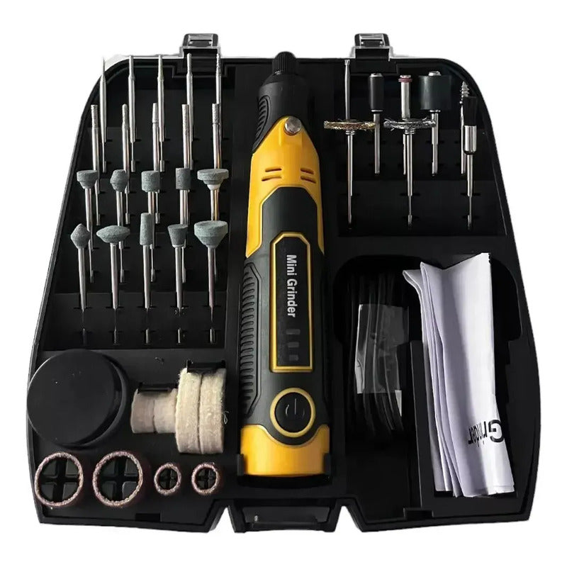 Mini Dremel Inalámbrico Recargable Con Maleta Y 35 Piezas 50/60hz 10 W