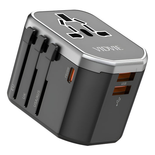 Enchufe Universal Vidvie Puerto Usb Carga Rapida Tipo C Negro