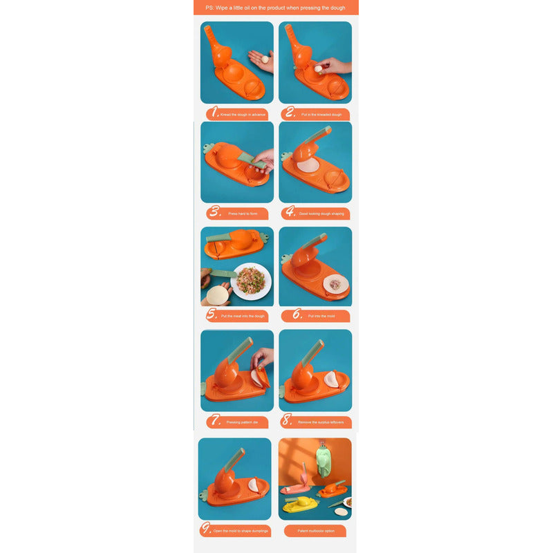 Máquina Para Hacer Dumpling Mini Empanada Prensa 2 En 1 Naranja