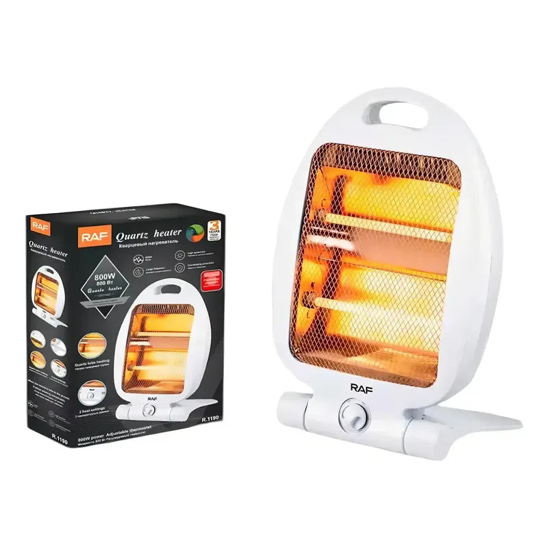 Calefactor Estufa Halógena De Cuarzo Bajo Consumo Para Hogar Oficina Dormitorio Calentador Eléctrico Portátil... Blanco