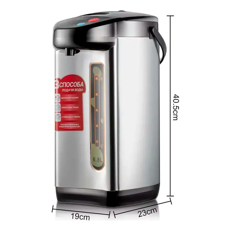 Hervidor Termo Eléctrico Inoxidable 6.8 Litros Color Plateado Raf R.7905