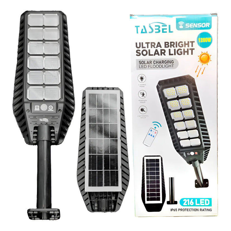 Pack X3 Reflector Luminaria 1200w Foco Solar Para Exterior Negro Blanco Frío