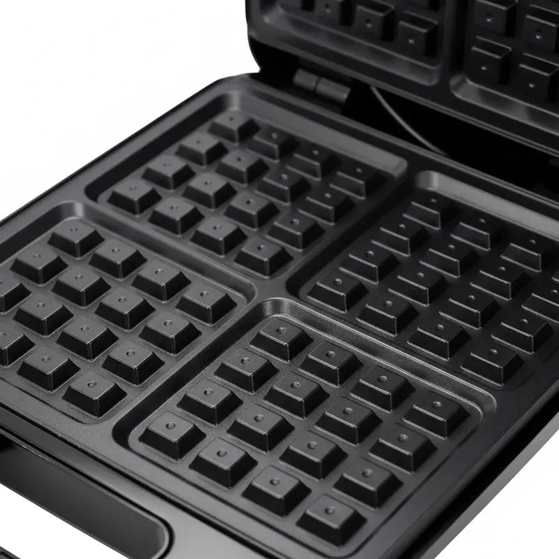 Wafflera Electrica Maquina De 4 Waffles Antiadherente Negro